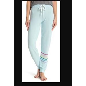 P.J Salvage Aqua Rainbow Stripe Pajama Pants Drawstring Waist Small sweatpants